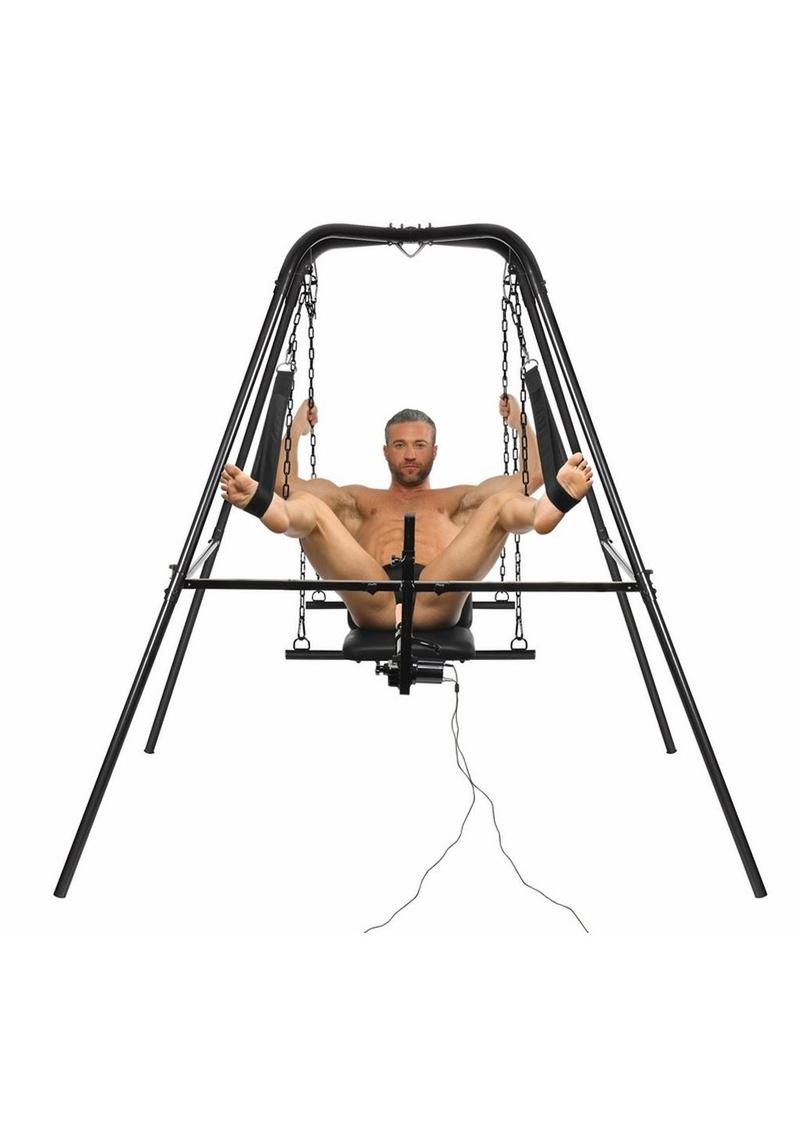 Mstr Series Throne Dluxe Adjust Sling w Rechrgble Sex Machine