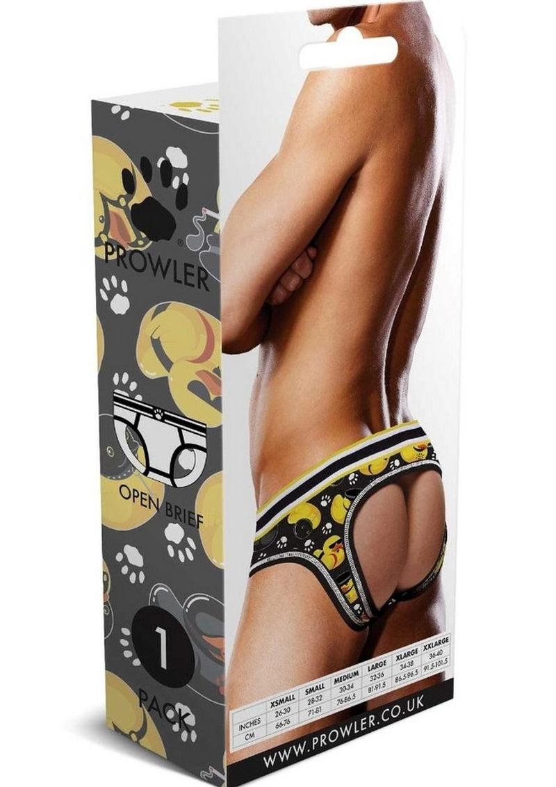 Prowler BDSM Rubber Ducks Open Brief - Black/Yellow - XXLarge