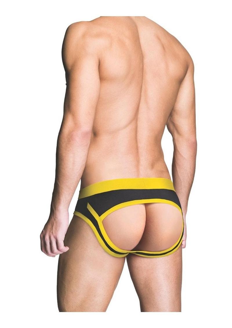 Prowler Red Ass-Less Brief - Black/Yellow - XXLarge