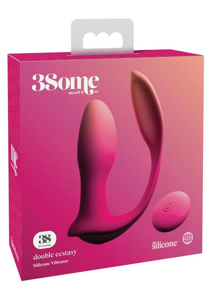 3Some Double Ecstasy Silicone Rechargeable Vibrator with Remote Control