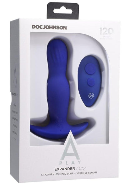 A-Play Expander Rechargeable Silicone Anal Plug with Remote Control - Blue