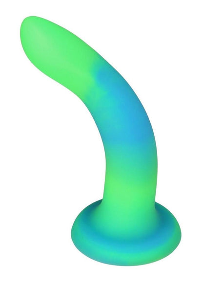 Addiction Rave Silicone Glow In The Dark Dildo - Blue/Glow In The Dark/Green - 8in