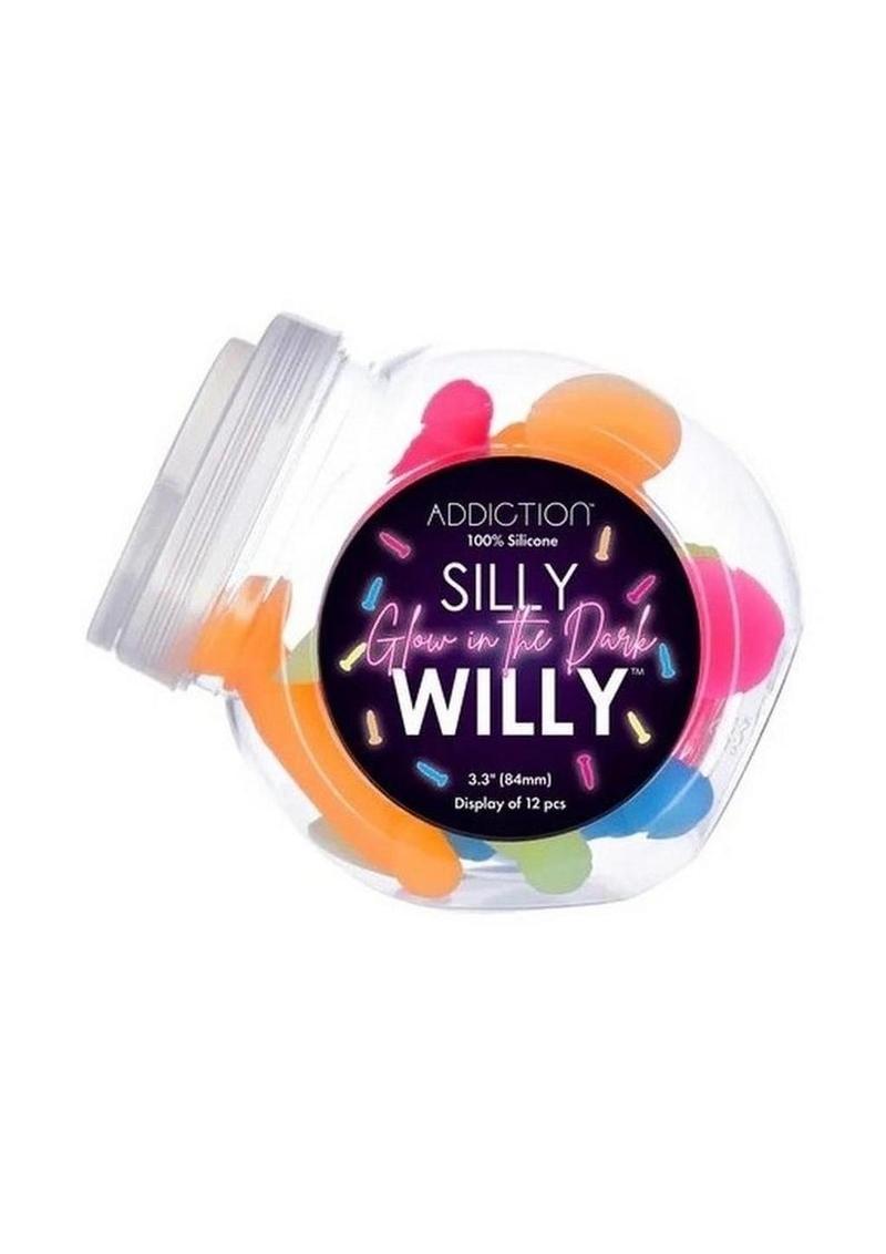 Addiction Silly Willy Glow In The Dark Silicone Dildo - Glow In The Dark/Multicolor