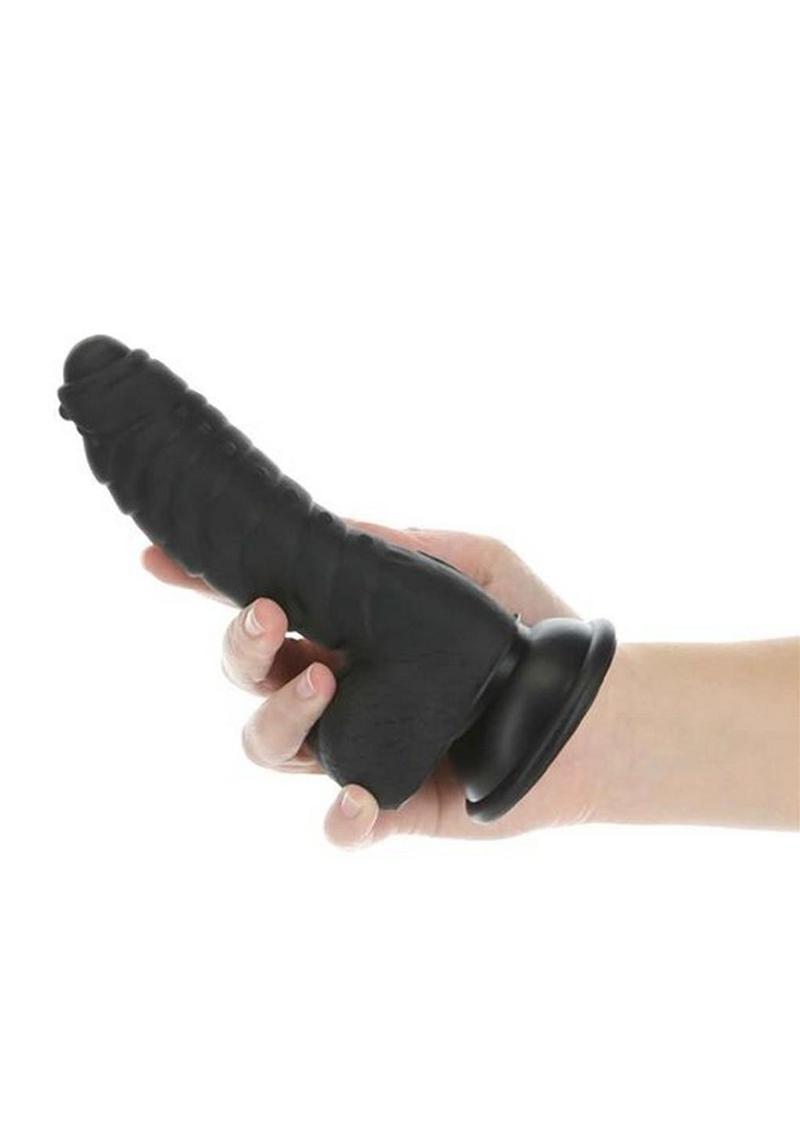 Addiction Toy Collection Ben Silicone Dildo with Balls - Black - 7in