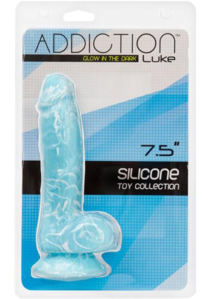 Addiction Toy Collection Luke Silicone Glow In The Dark Dildo with Balls