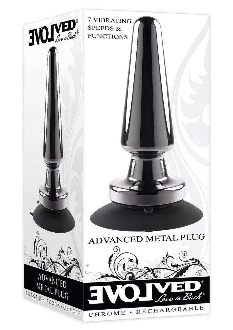 Advanced Metal Plug Rechargeable Vibrating Anal Plug - Black/Metal