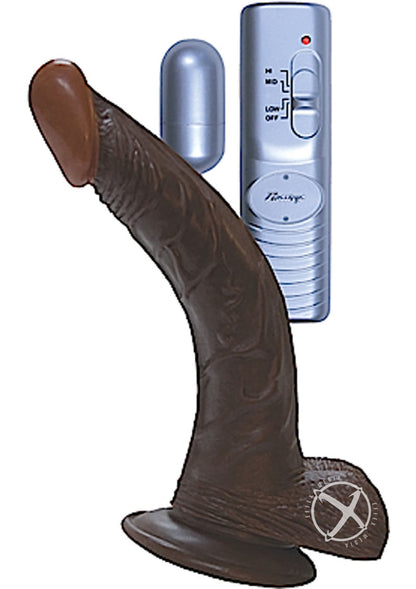 All American Whoppers Vibrating Dildo with Balls and Bullet - Brown/Chocolate - 8in