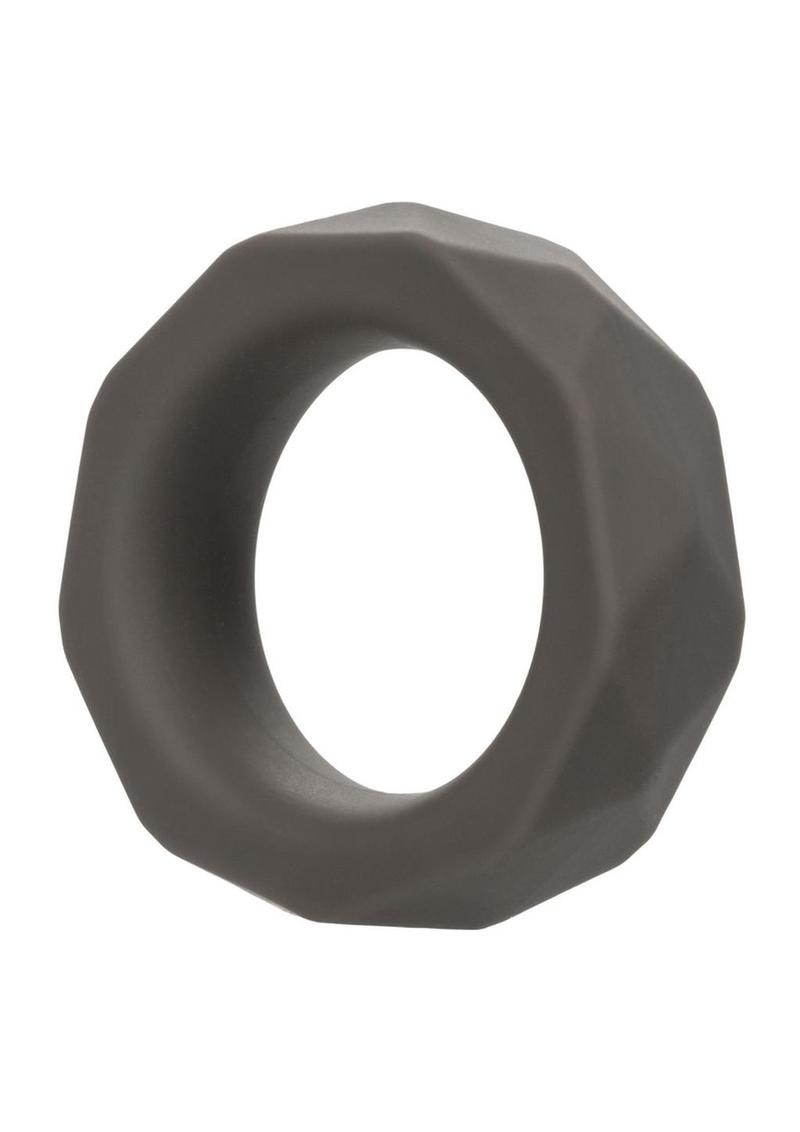 Alpha Liquid Silicone Prolong Presmatic Cock Ring - Gray/Grey