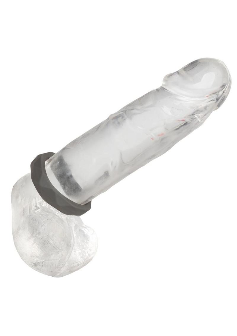 Alpha Liquid Silicone Prolong Presmatic Cock Ring - Gray/Grey