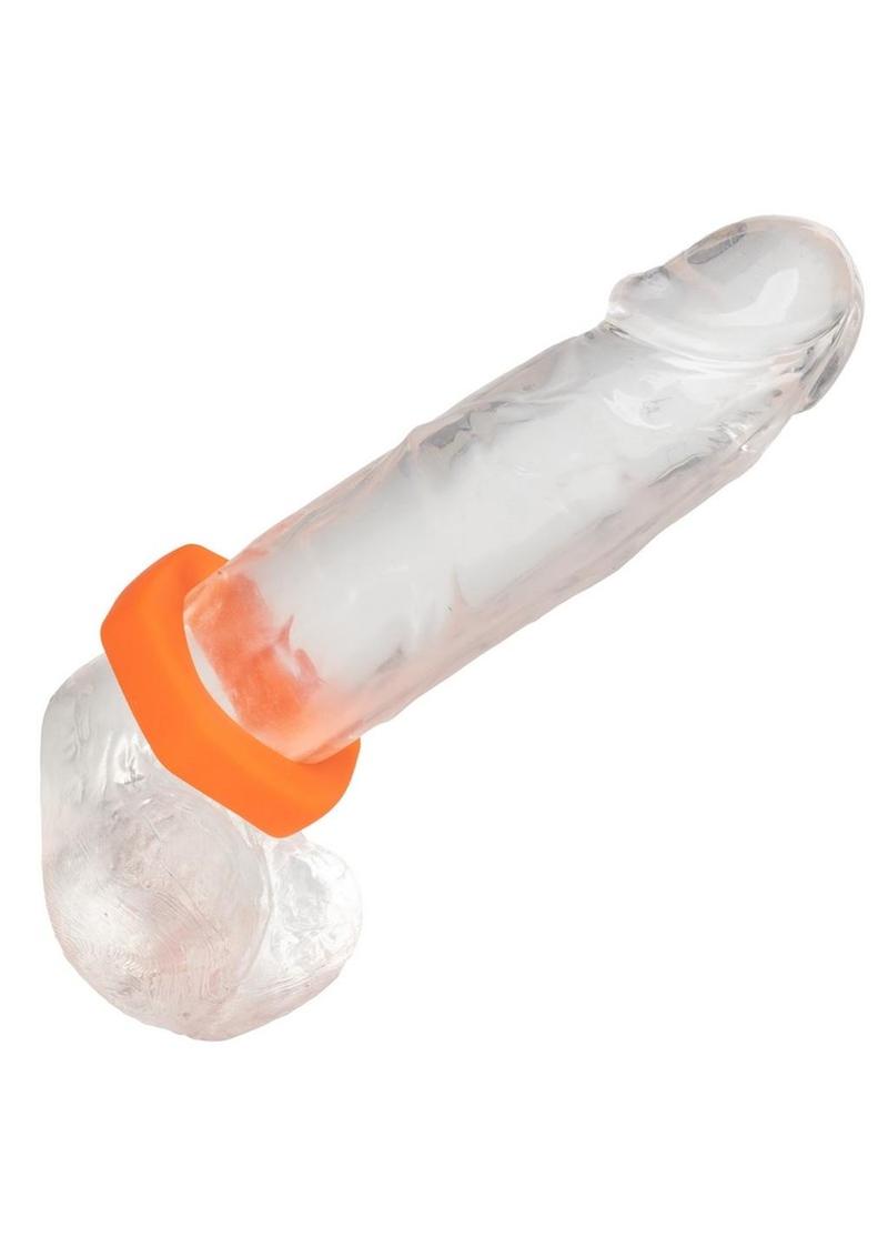 Alpha Liquid Silicone Prolong Sexagon Cock Ring - Orange