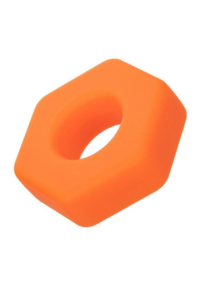 Alpha Liquid Silicone Prolong Sexagon Cock Ring - Orange