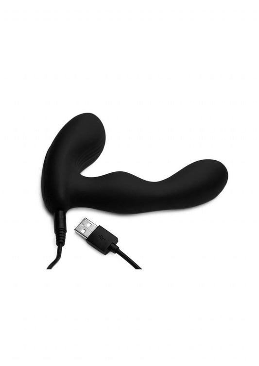 Alpha-Pro P-Stroke Silicone Prostate Stimulator with Stroking Shaft - Black