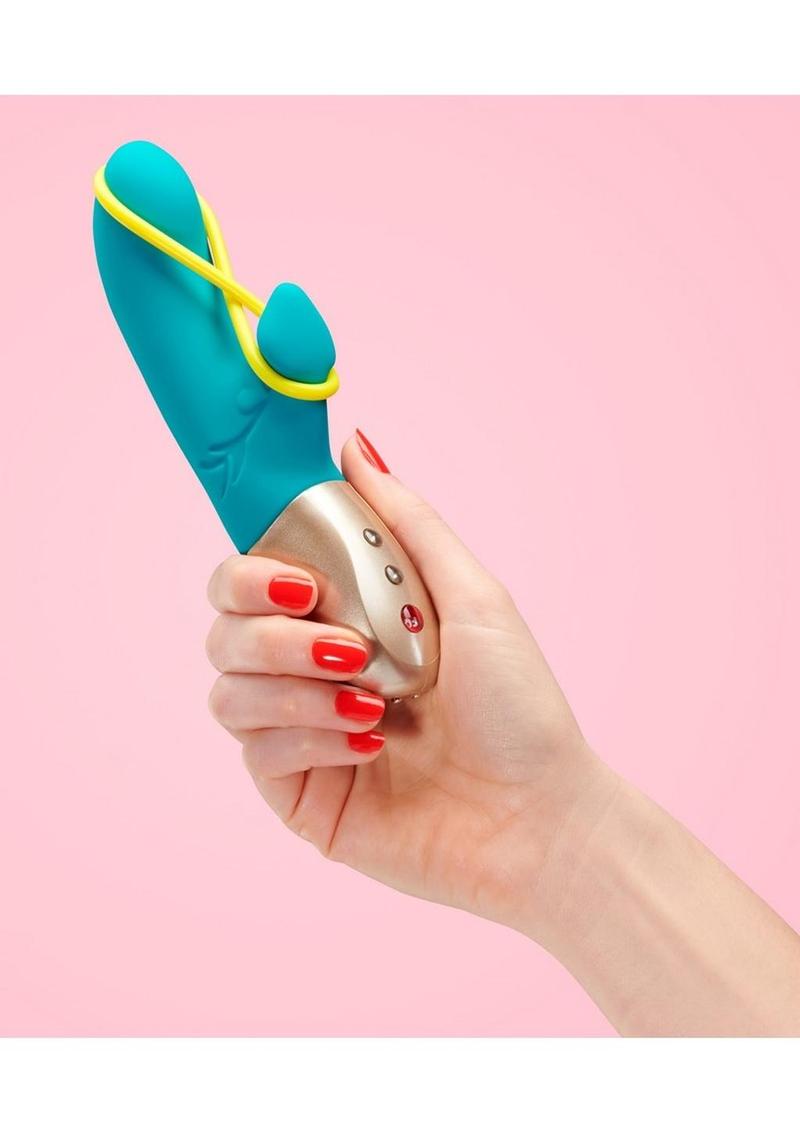 Amorino Silicone Vibrator with Clitoral Stimulator - Blue/Petrol