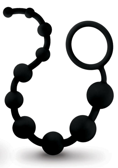 Anal Adventure Platinum Silicone 10 Anal Beads - Black