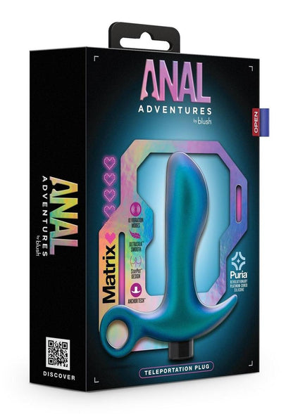 Anal Adventures Matrix Teleportation Plug Rechargeable Silicone Anal Plug - Lunar - Blue