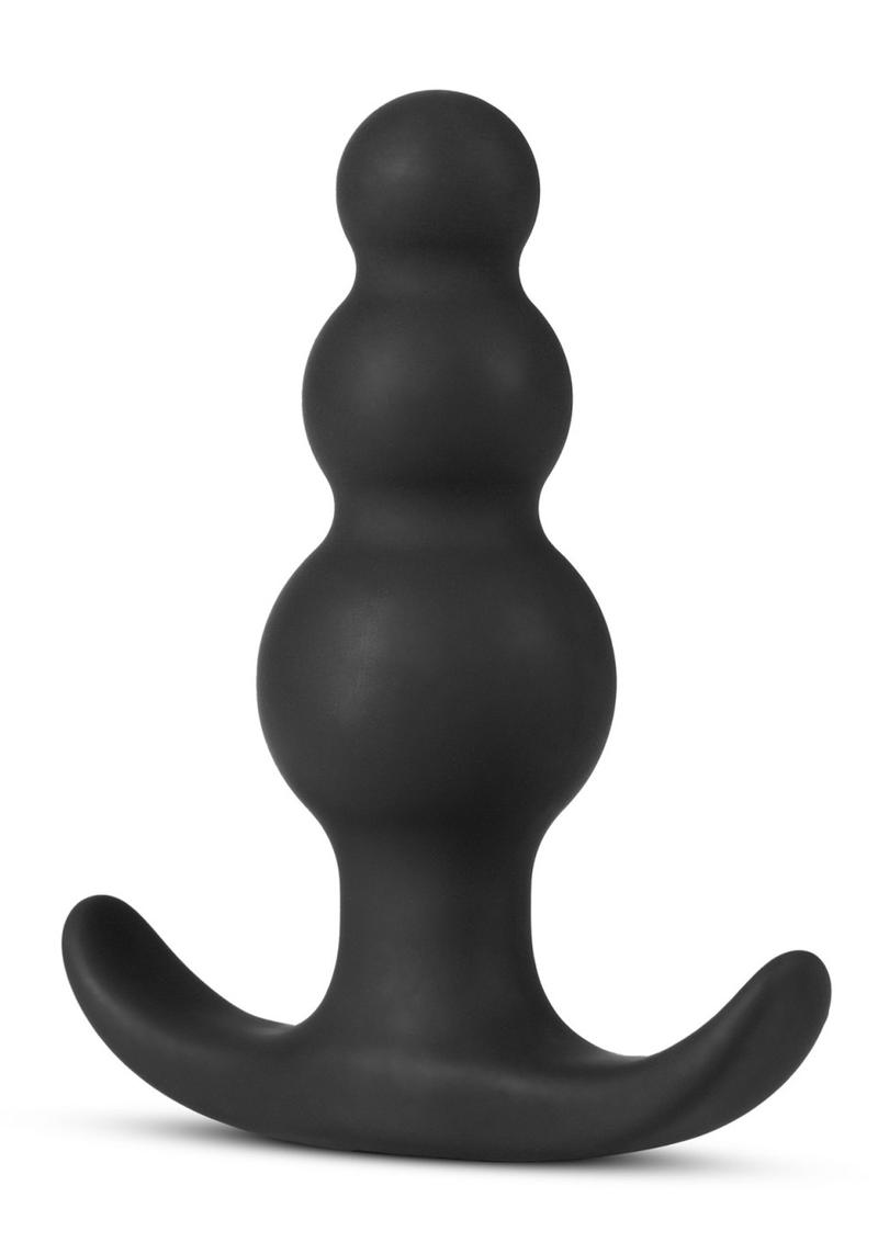 Anal Adventures Platinum Beaded Silicone Butt Plug - Black