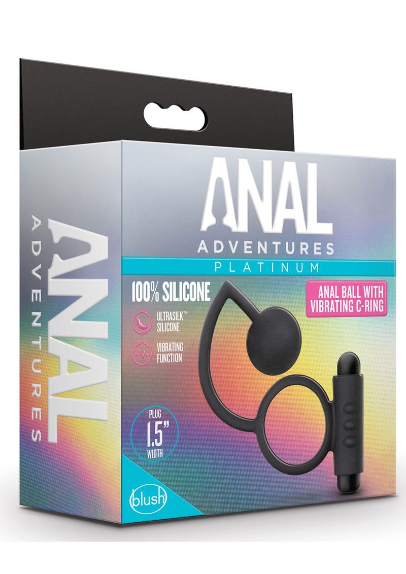 Anal Adventures Platinum Silicone Anal Ball with Vibrating Cock Ring