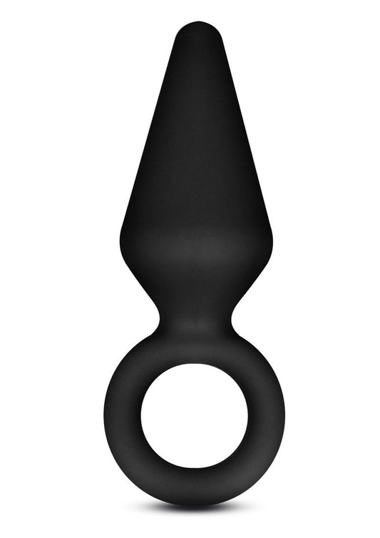 Anal Adventures Platinum Silicone Loop Plug - Black - Small