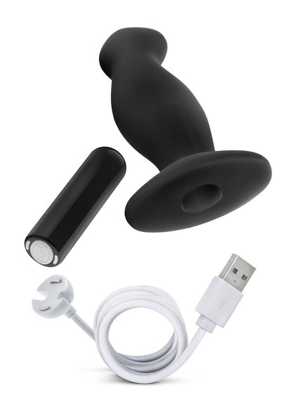 Anal Adventures Platinum Silicone Rechargeable Vibrating Prostate Massager 02 - Black