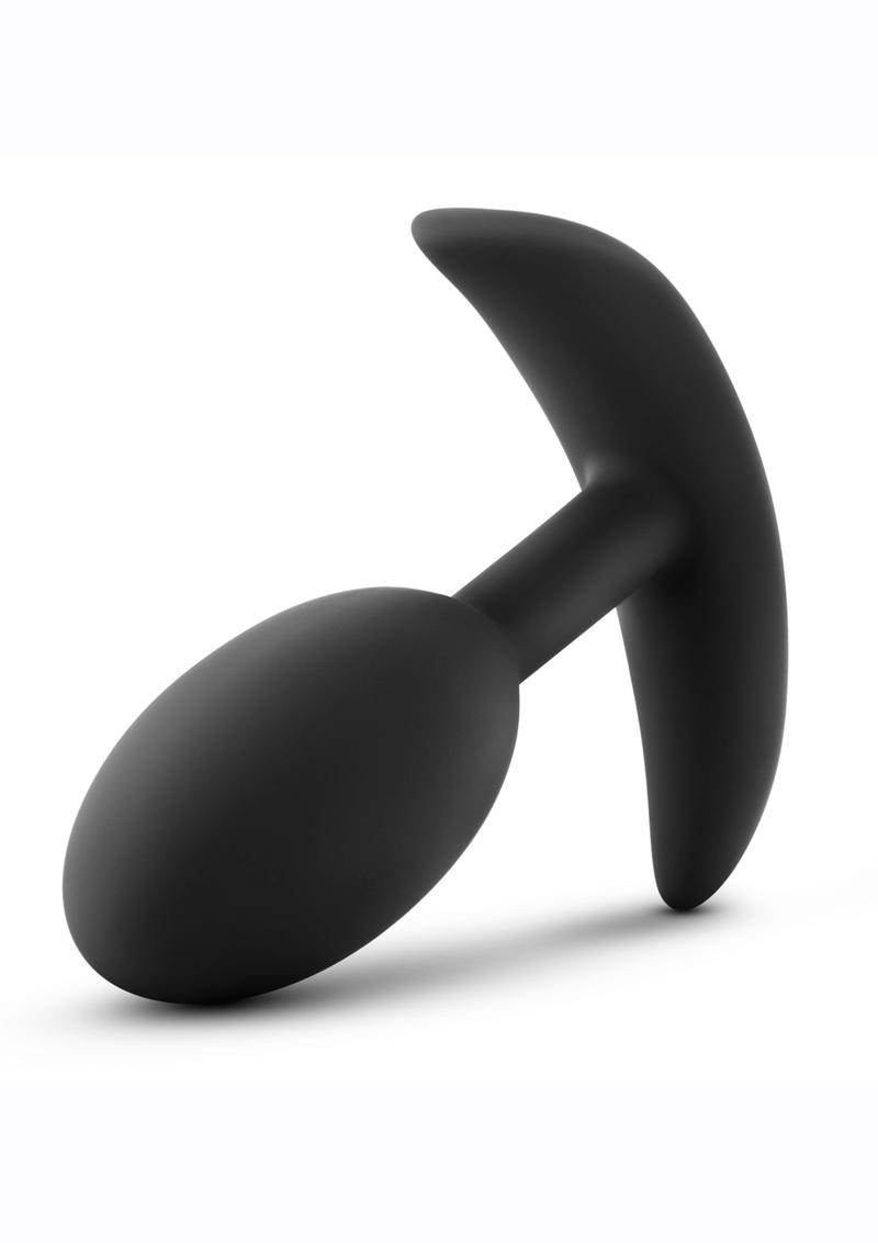 Anal Adventures Platinum Silicone Vibra Slim Butt Plug - Black - Medium