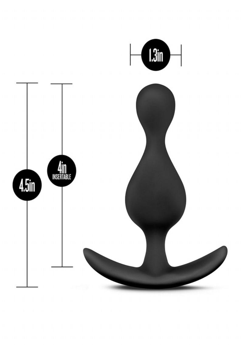 Anal Adventures Platinum Wave Silicone Butt Plug - Black