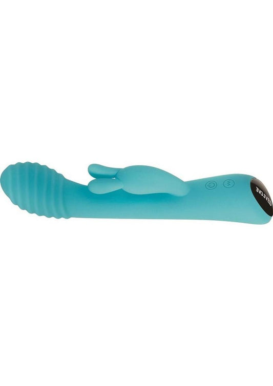 Aqua Bunny Rechargeable Silicone Rabbit Vibrator with 80 Functions - Aqua/Blue