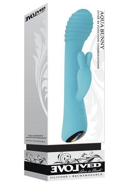 Aqua Bunny Rechargeable Silicone Rabbit Vibrator with 80 Functions