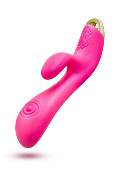 Aria Pleasin' AF Rechargeable Silicone Rabbit Vibrator - Fuchsia/Pink