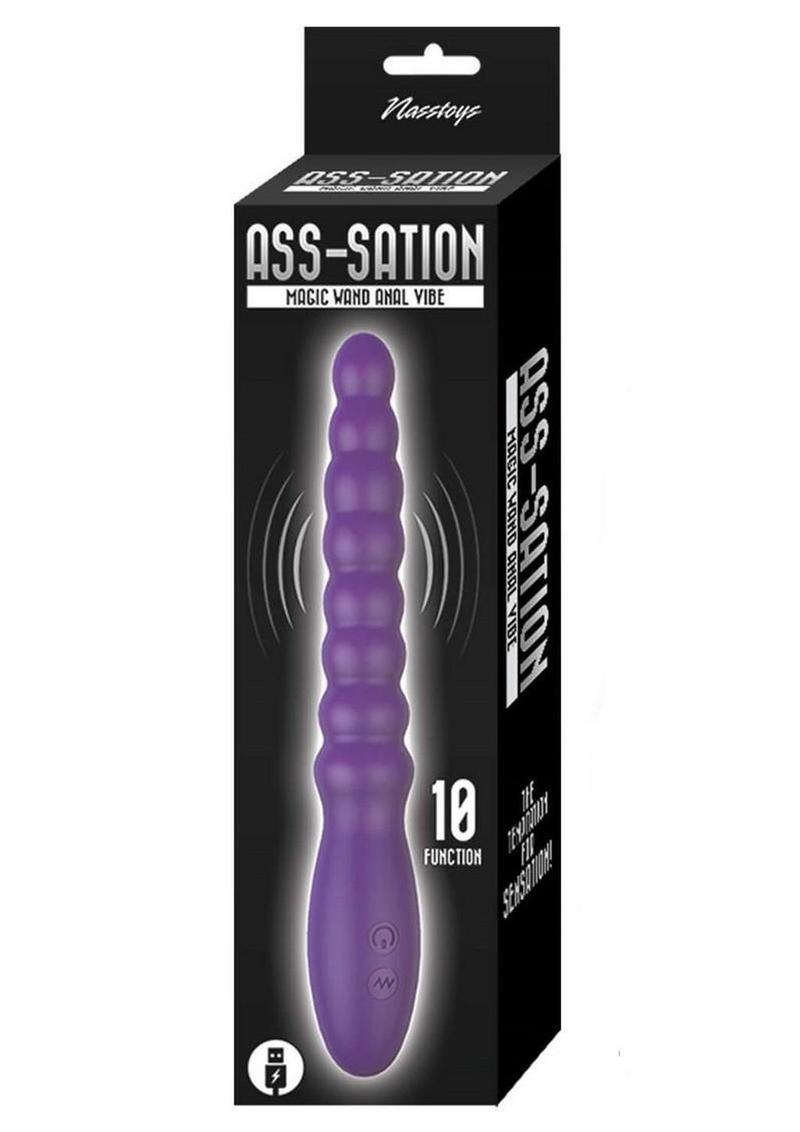 Ass-Sation Magic Wand Rechargeable Silicone Anal Vibrator - Purple