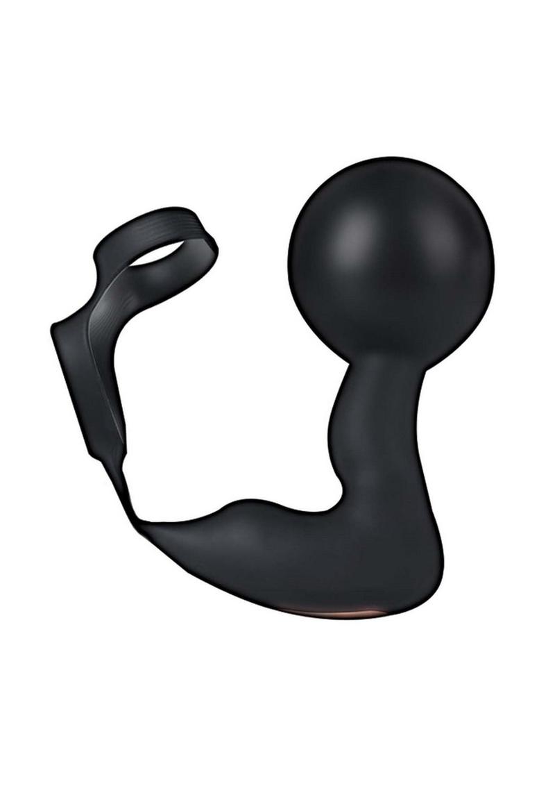 Atomic Inflatable P-Spot Rechargeable Silicone Vibrator with Remote - Black