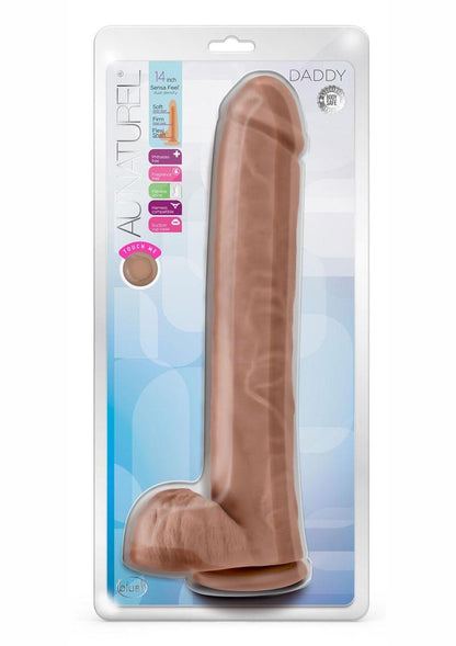 Au Naturel Daddy Sensa Feel Dual Density Dildo with Balls - Caramel - 14in