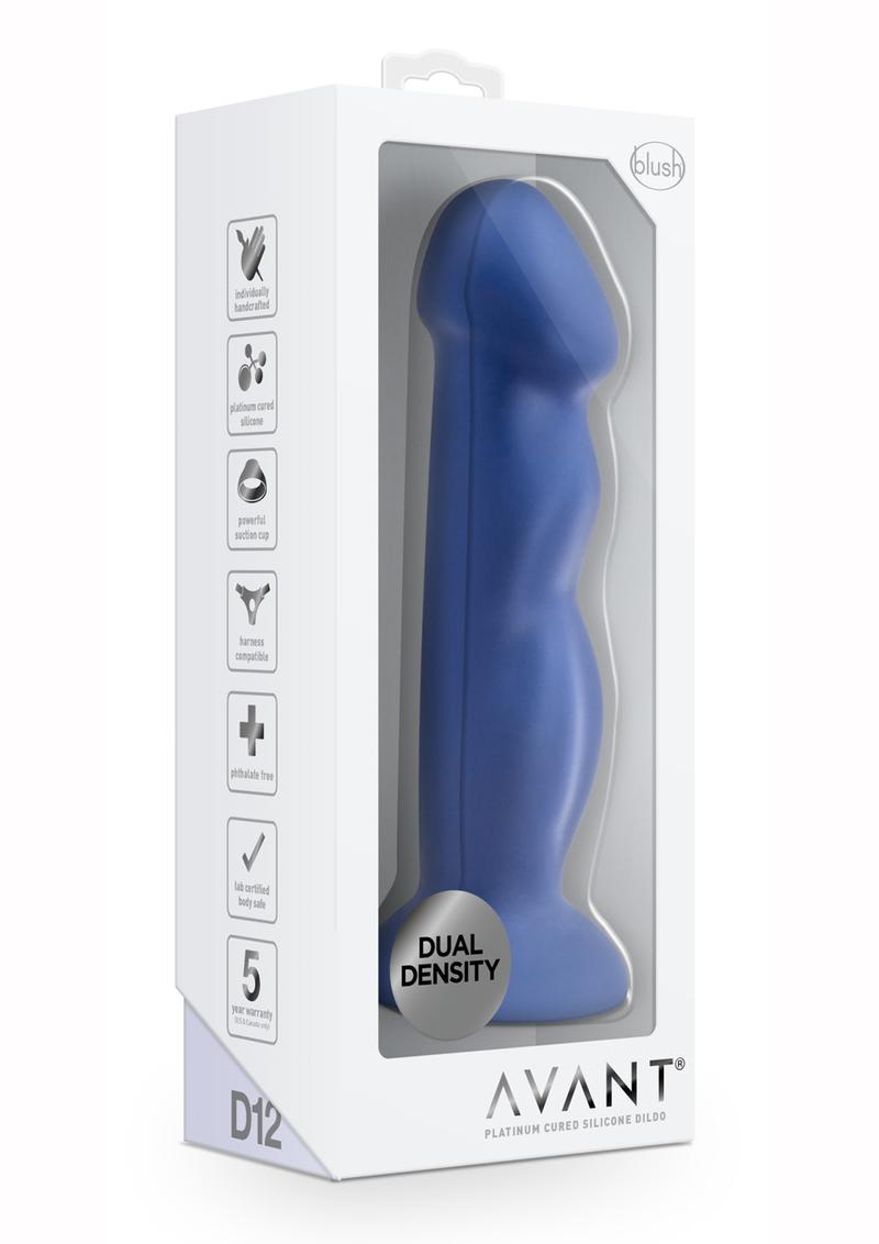 Avant D12 Suko Silicone Dildo with Suction Cup - Blue/Indigo - 8in