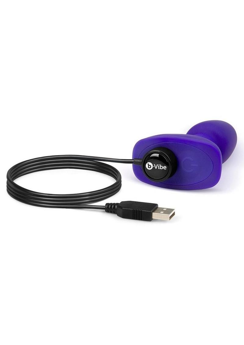 B-Vibe Rimming Petite Rechargeable Silicone Anal Plug with Remote Control - Purple