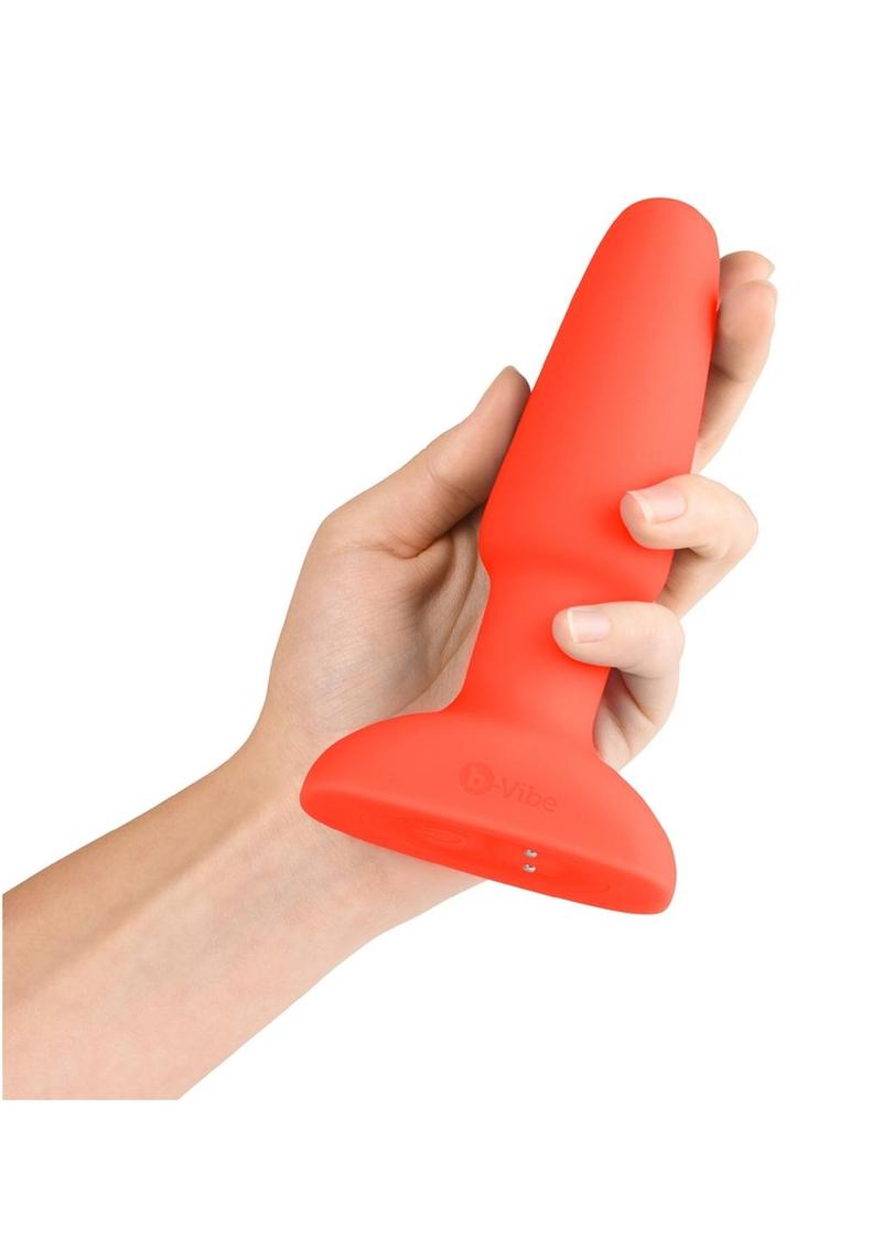 B-Vibe Rimming Plug 2 Rechargeable Silicone Anal Plug with Remote - Orange