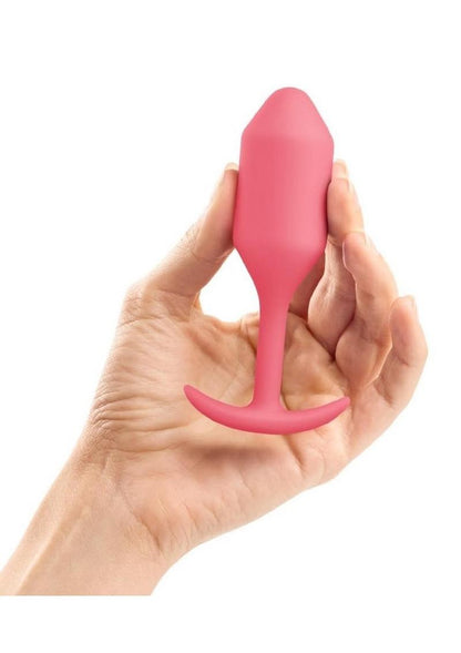 B-Vibe Snug Plug 2 Silicone Weighted Anal Plug - Coral/Orange