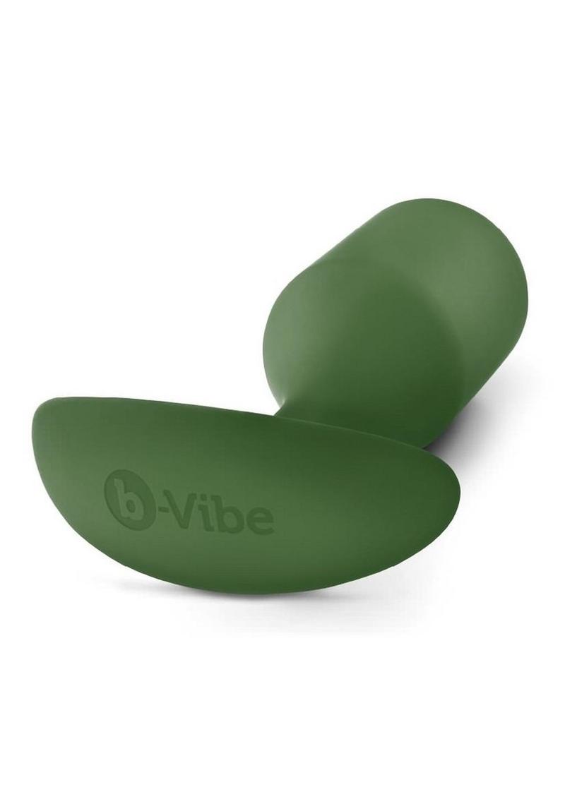 B-Vibe Snug Plug 4 Silicone Weighted Anal Plug - Army Green/Green