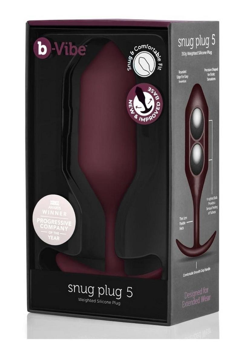 B-Vibe Snug Plug 5 Silicone Weighted Anal Plug - Dark