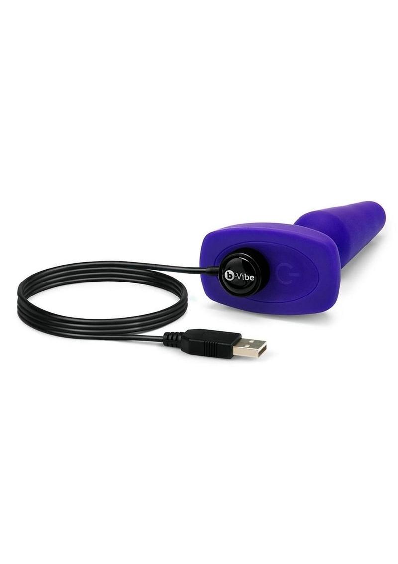 B-Vibe Trio Plug Rechargeable Silicone Anal Plug with Remote Control - Purple