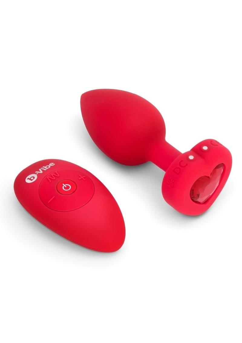 B Vibe Vibrating Heart Shape Jewel Rechargeable Silicone Anal Plug With Remote 2
