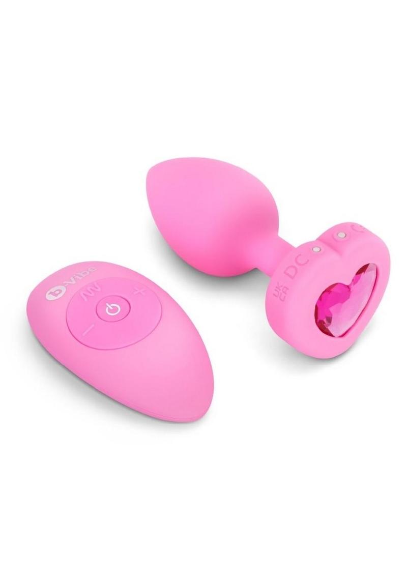 B Vibe Vibrating Heart Shape Jewel Rechargeable Silicone Anal Plug With Remote