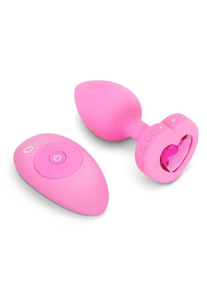 B Vibe Vibrating Heart Shape Jewel Rechargeable Silicone Anal Plug With Remote