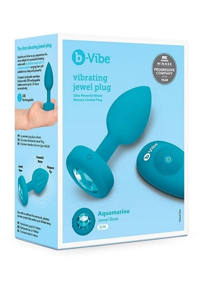 B-Vibe Vibrating Jewel Plug Rechargeable Silicone Anal Plug with Remote