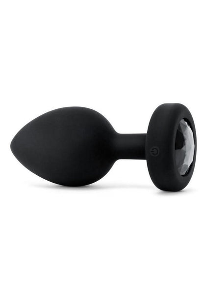 B-Vibe Vibrating Jewel Plug Rechargeable Silicone Anal Plug with Remote - Black - XXLarge