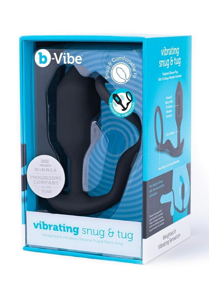 B-Vibe Vibrating Snug and Tug Rechargeable Silicone Cock Ring Andamp; Anal Plug