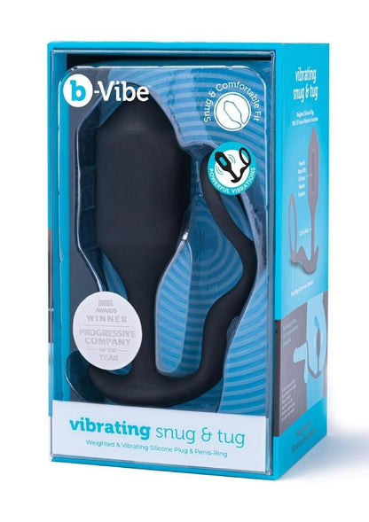 B-Vibe Vibrating Snug and Tug Rechargeable Silicone Cock Ring Andamp; Anal Plug