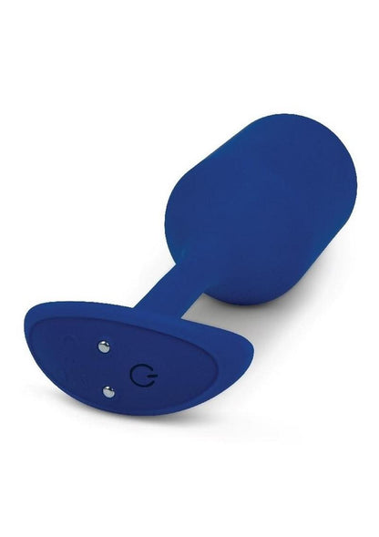 B-Vibe Vibrating Snug Plug 4 Rechargeable Silicone Anal Plug - Blue/Navy