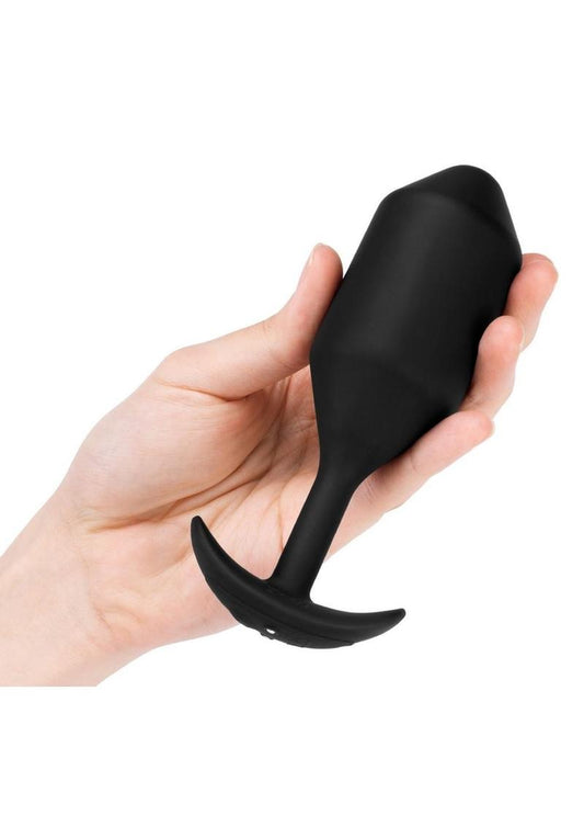 B-Vibe Vibrating Snug Plug Rechargeable Silicone Anal Plug - Black - XXLarge