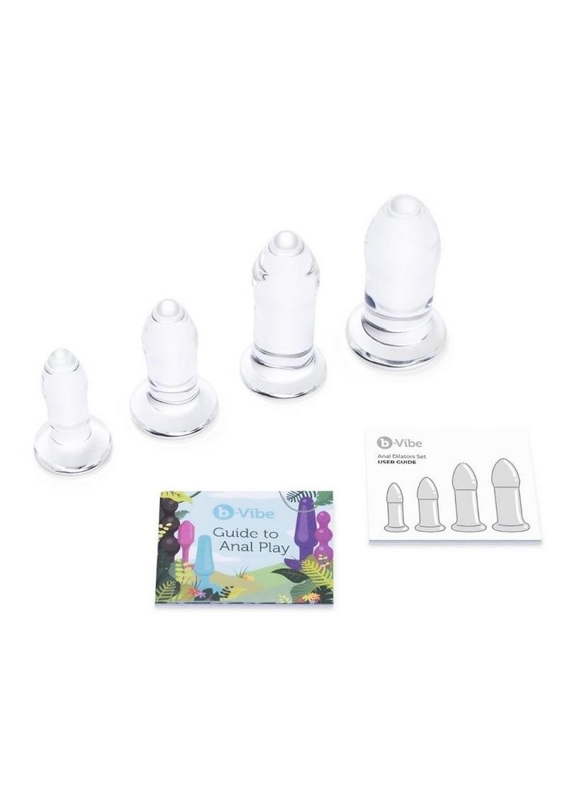 B-Vibes Anal Dilators Glass Plug - Clear - 4 Per Set/Set