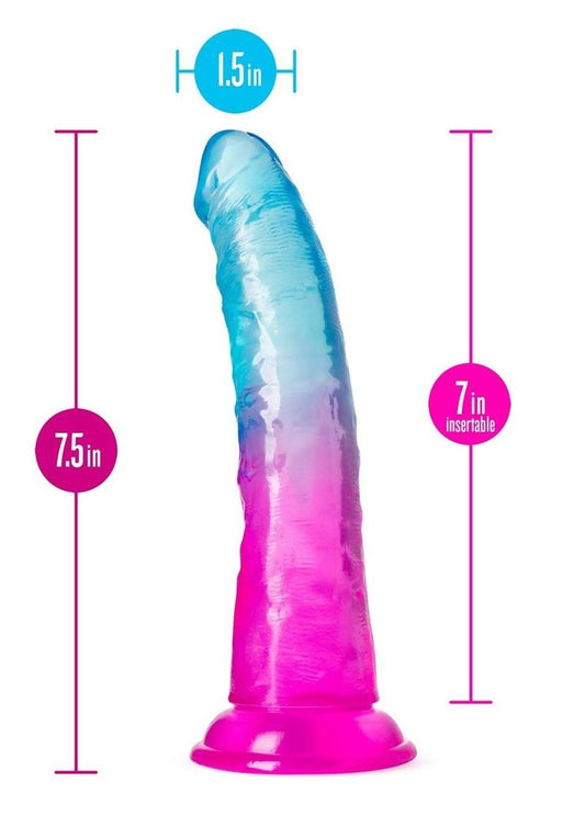 B Yours Beautiful Sky Dildo 7in Sunset - Blue/Pink