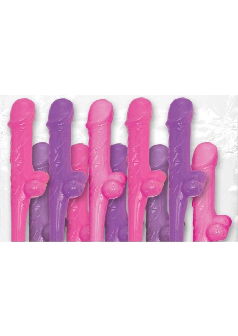 Bachelorette Party Favors Dicky Sipping Straws - Pink/Purple